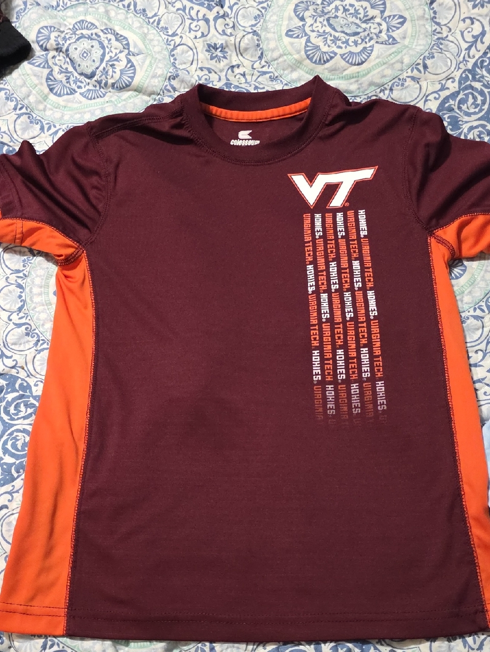 Colosseum Maroon Youth Tee with Orange Trim